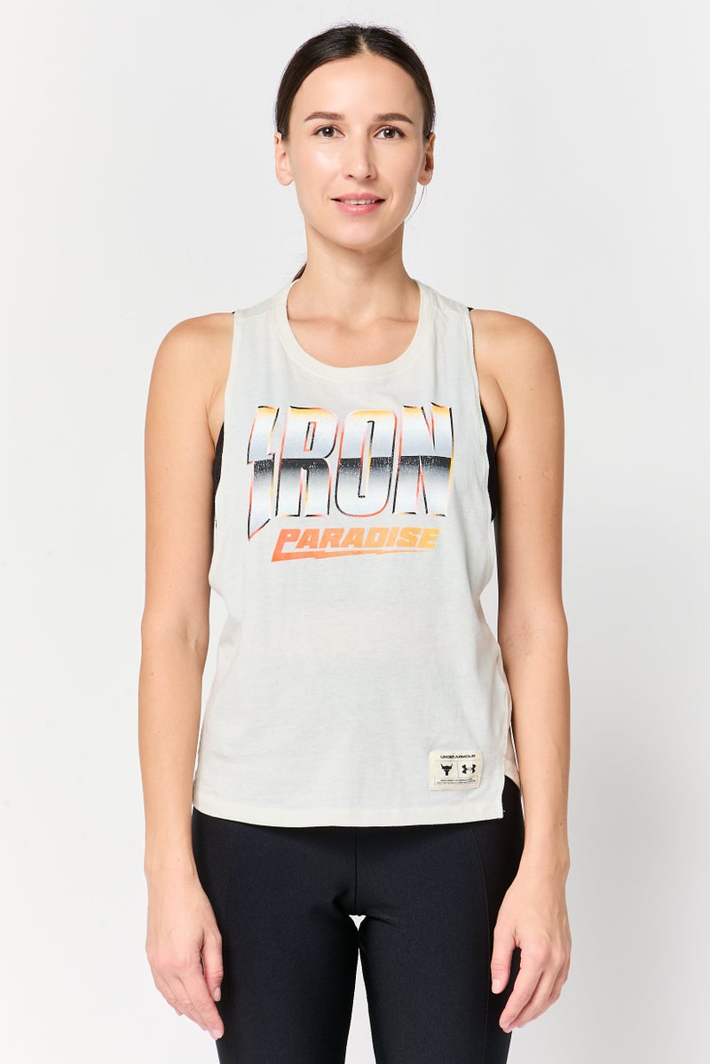 UNDER ARMOUR تي شيرت نسائي فضفاض بلا أكمام خارجي، رمادي - Image 1